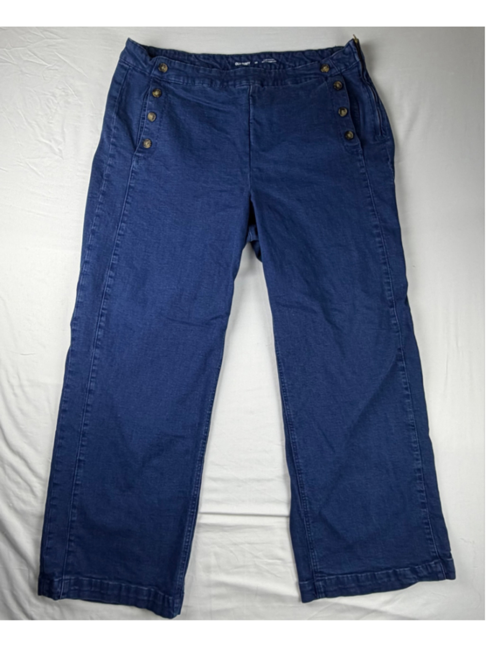 Old Navy Sky-Hi Extra High-Rise Sailor Wide Leg Jeans Size 20 Nautical Boho Chic